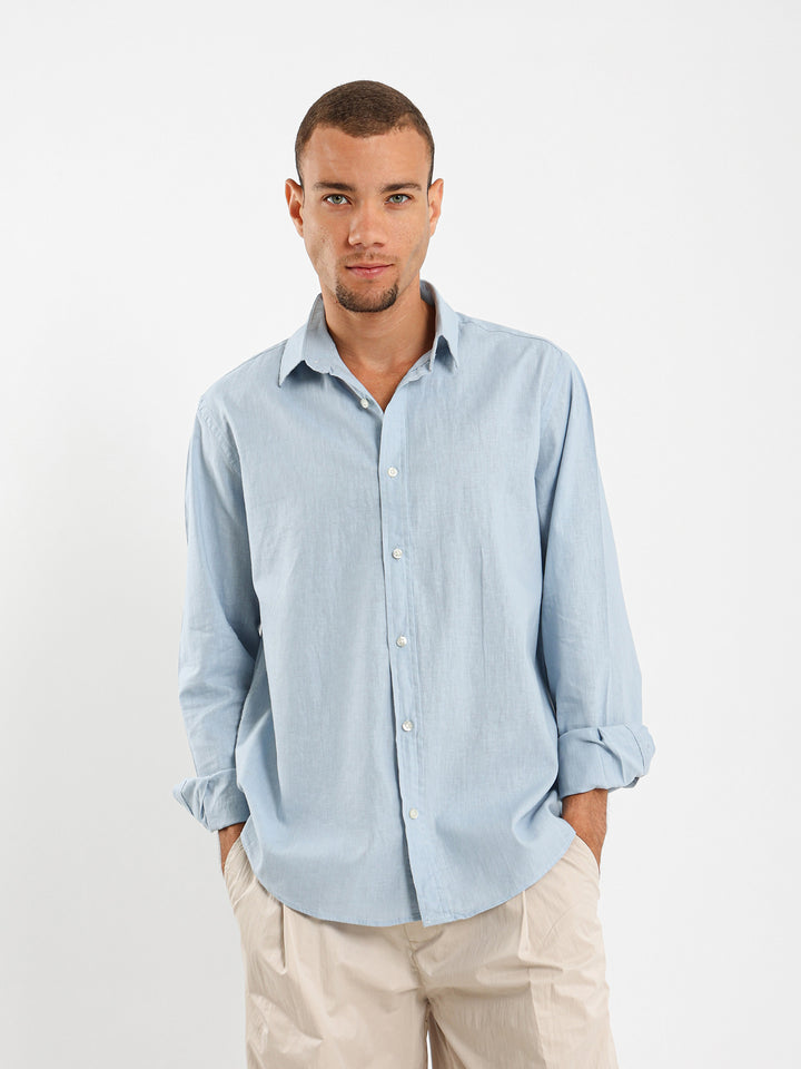 Solid Relaxed Linen Long Sleeve Shirt