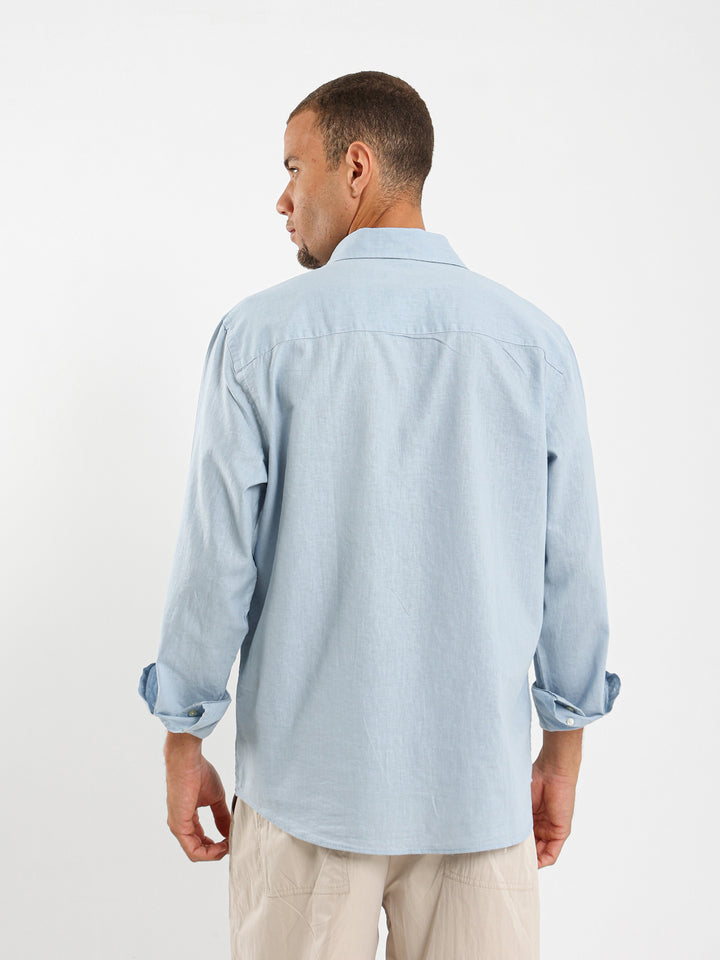 Solid Relaxed Linen Long Sleeve Shirt