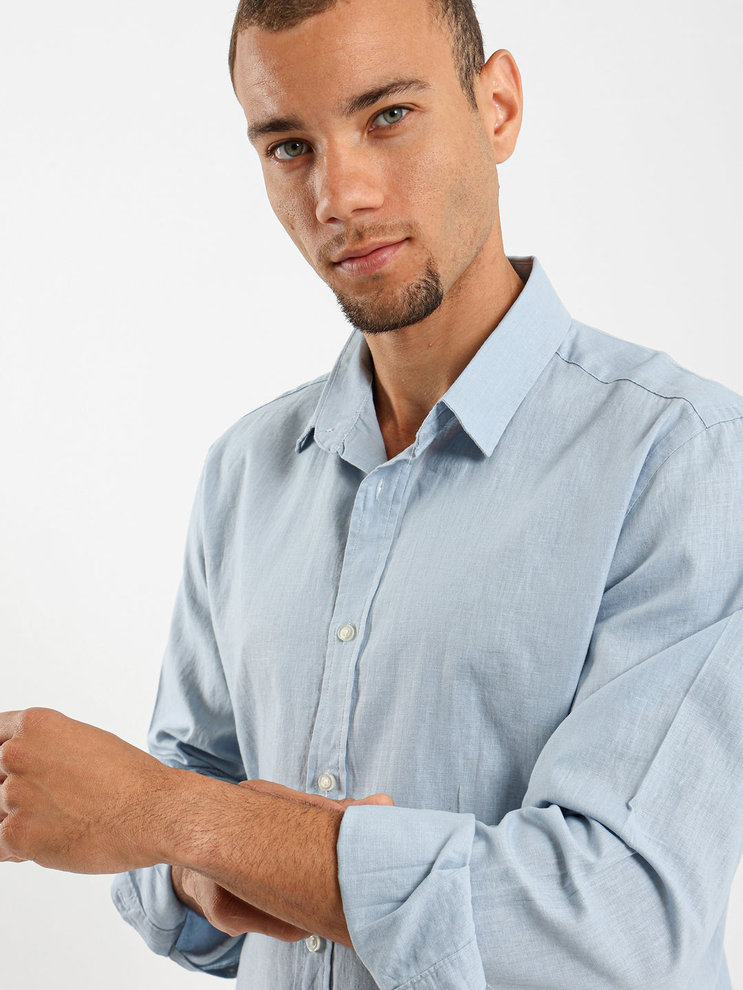 Solid Relaxed Linen Long Sleeve Shirt