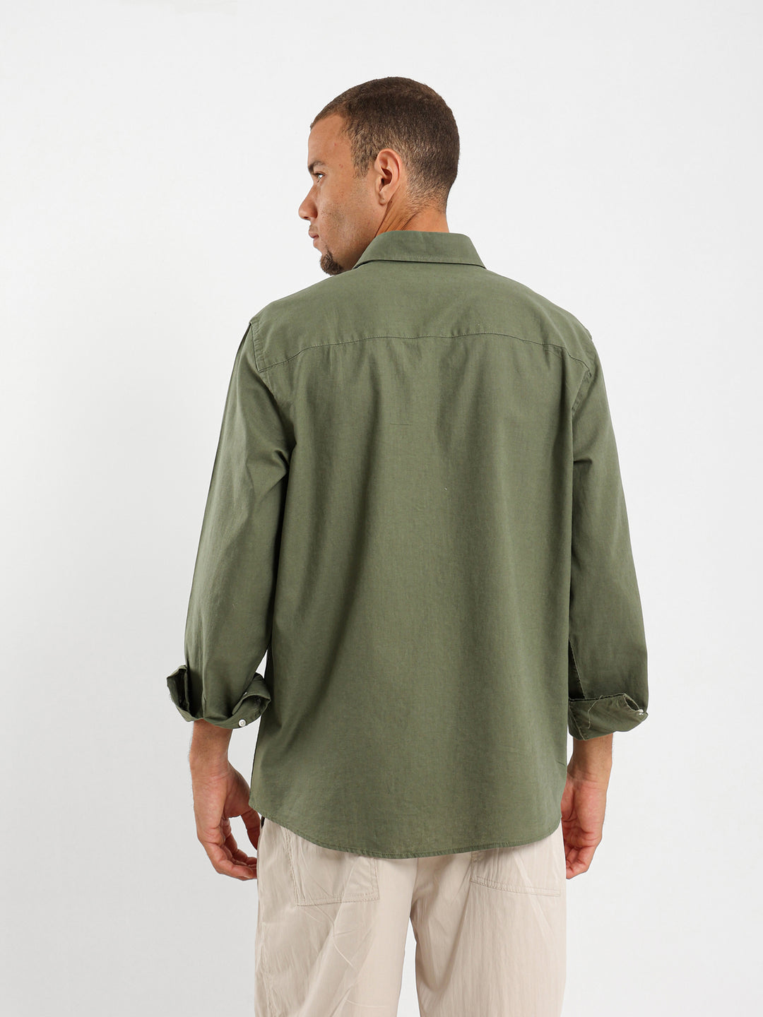 Solid Relaxed Linen Long Sleeve Shirt