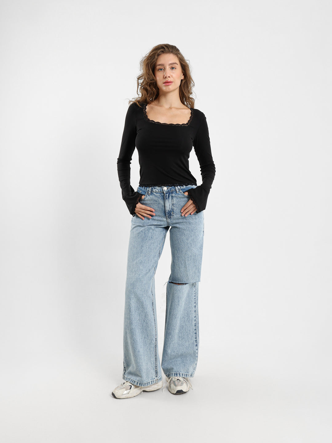 Fitted Top With Lace Insert