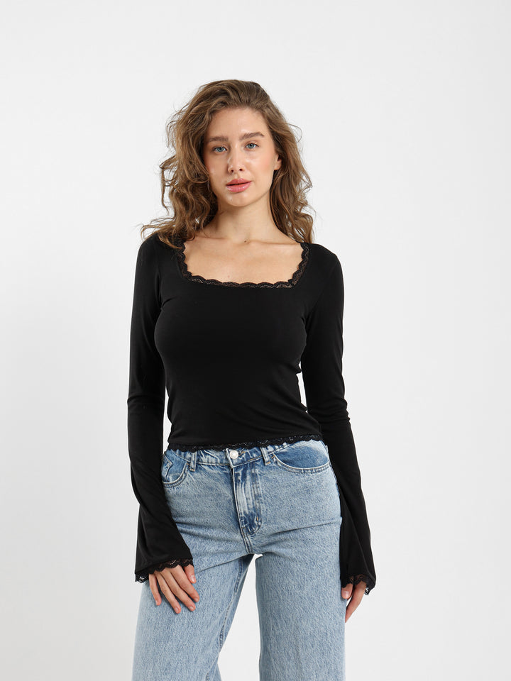 Fitted Top With Lace Insert
