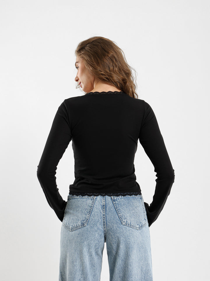 Fitted Top With Lace Insert