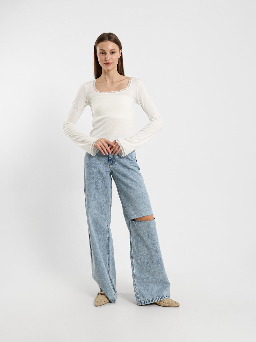 Fitted Top With Lace Insert