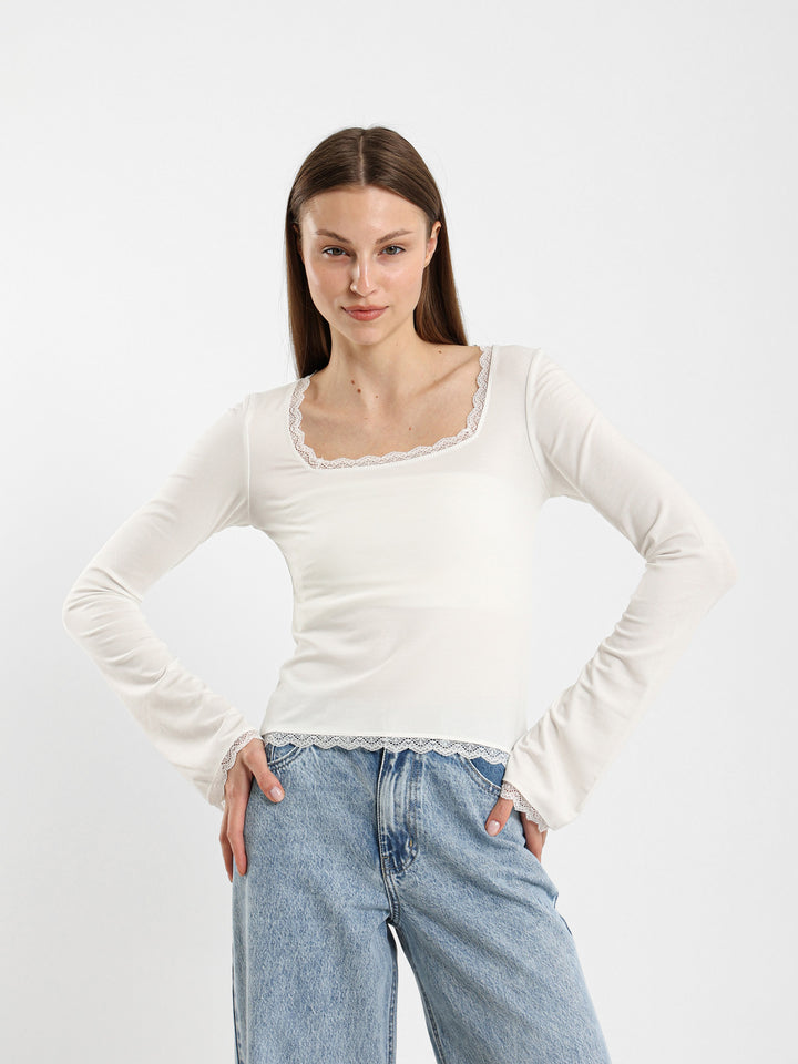 Fitted Top With Lace Insert