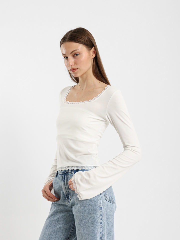 Fitted Top With Lace Insert
