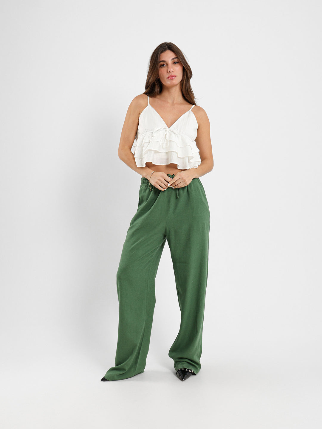 Tiered Spaghetti Cropped Top