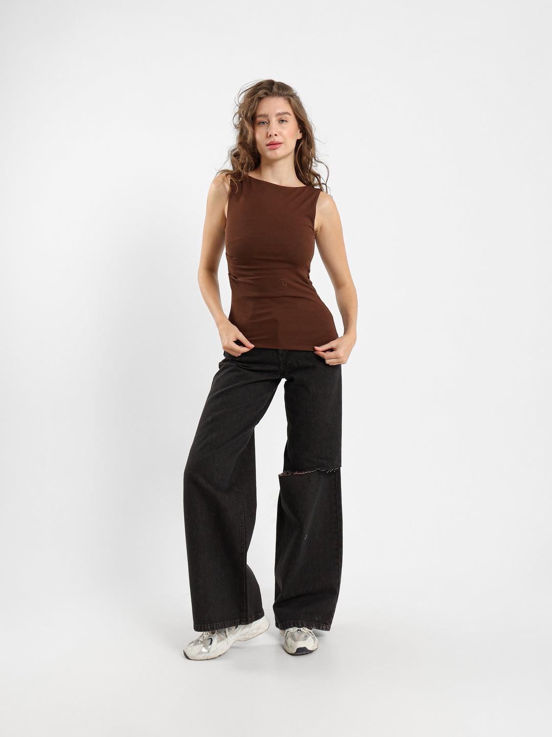 Asymmetric Pleated T-Shirt