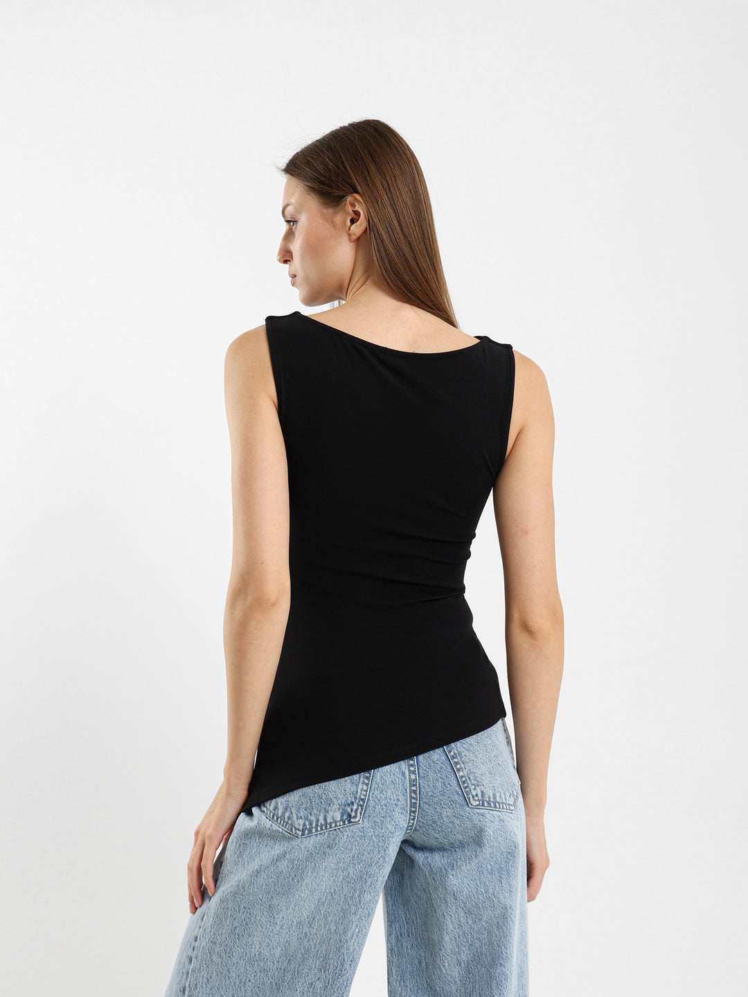 Asymmetric Pleated T-Shirt