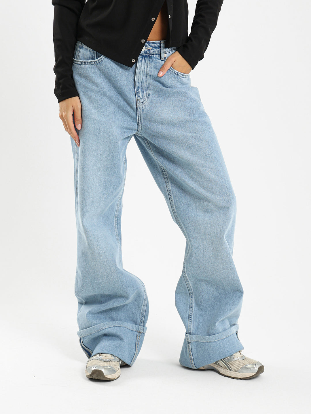 Baggy Loose Fit Rolled Up Jeans