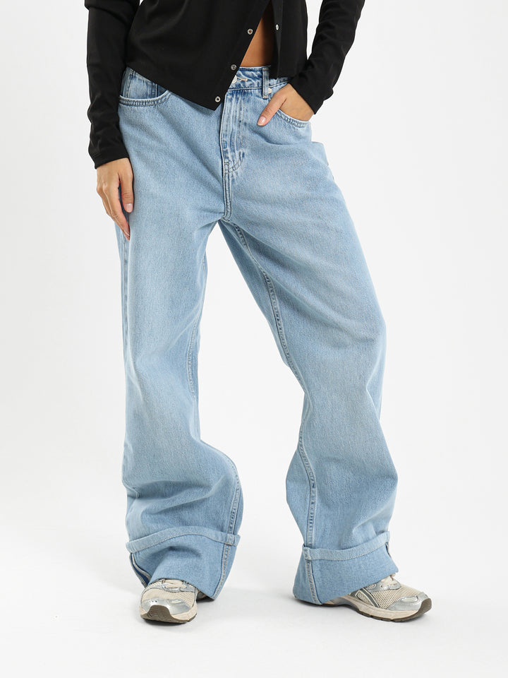 Baggy Loose Fit Rolled Up Jeans