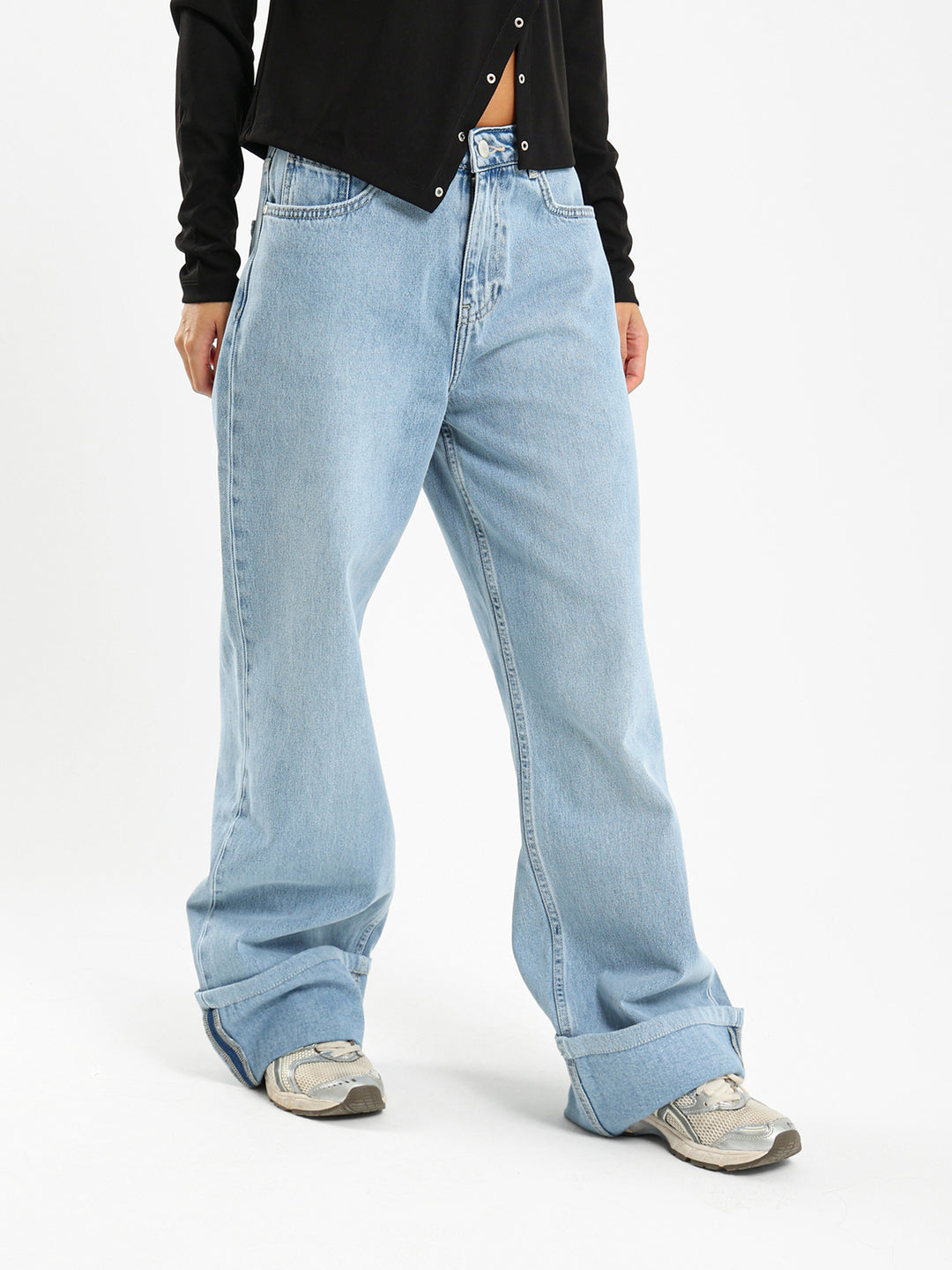 Baggy Loose Fit Rolled Up Jeans
