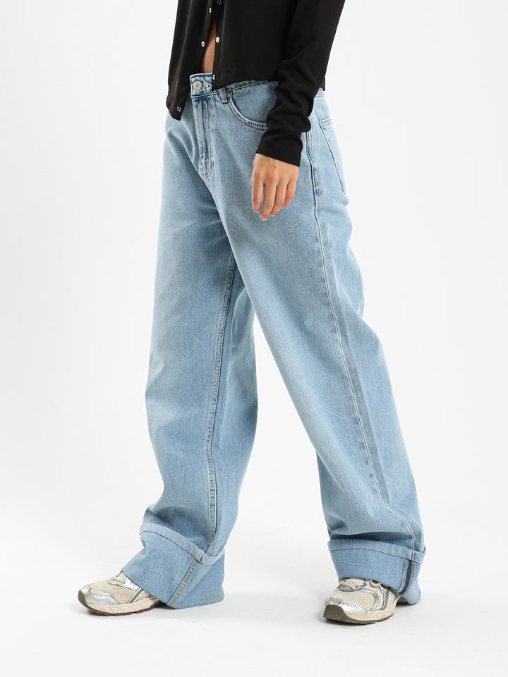 Baggy Loose Fit Rolled Up Jeans