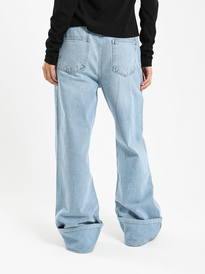 Baggy Loose Fit Rolled Up Jeans