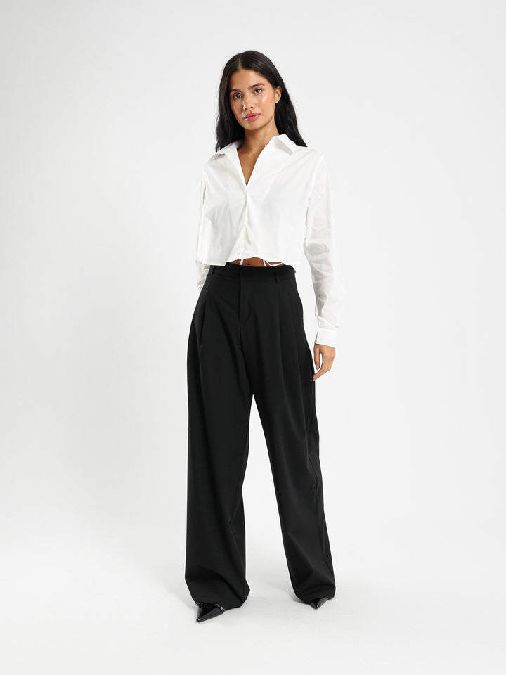 Back Tie Cropped Shirt