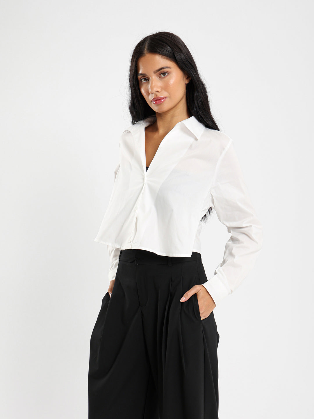 Back Tie Cropped Shirt