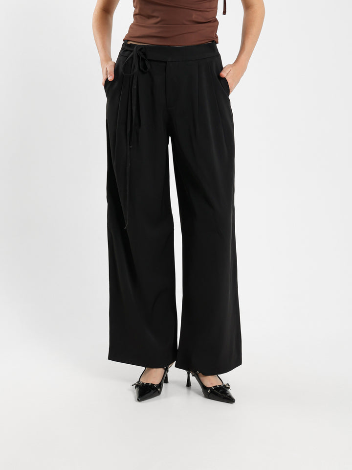 Flowing Wide Leg Pants With Bow