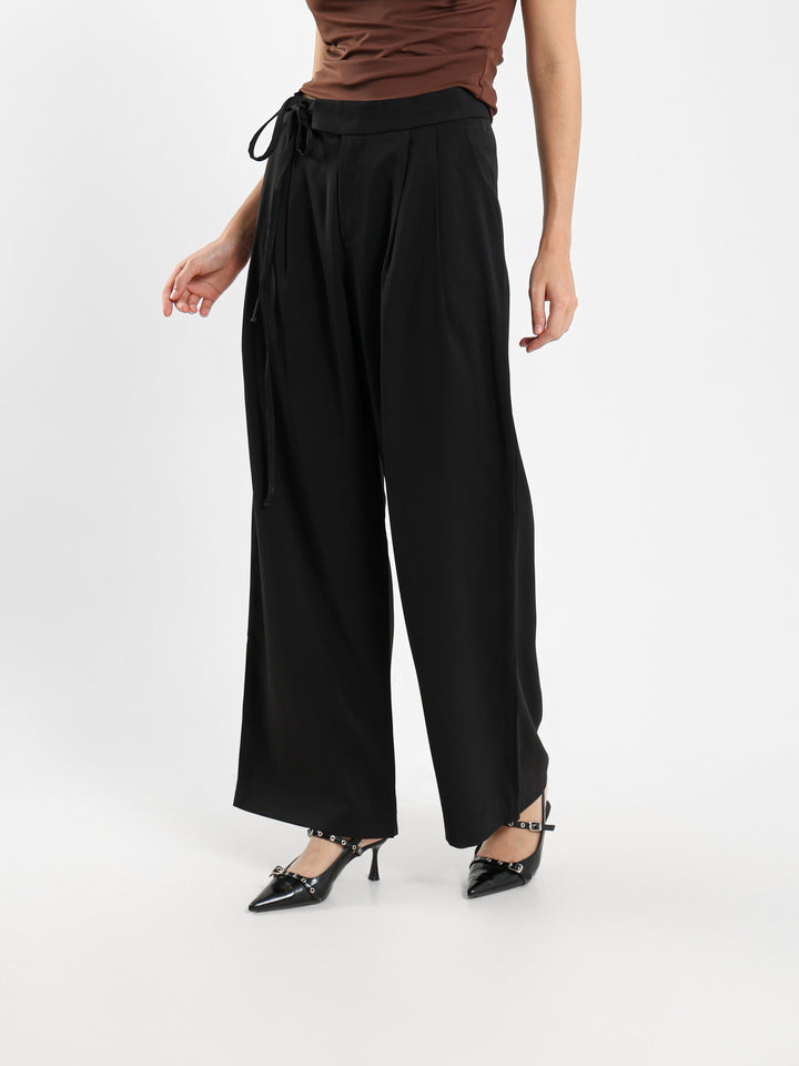 Flowing Wide Leg Pants With Bow