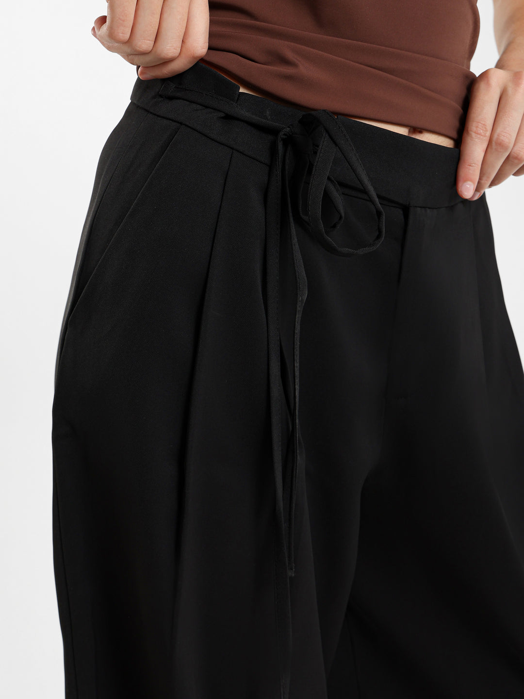 Flowing Wide Leg Pants With Bow