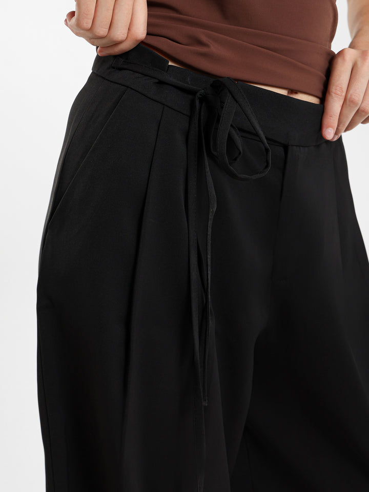 Flowing Wide Leg Pants With Bow