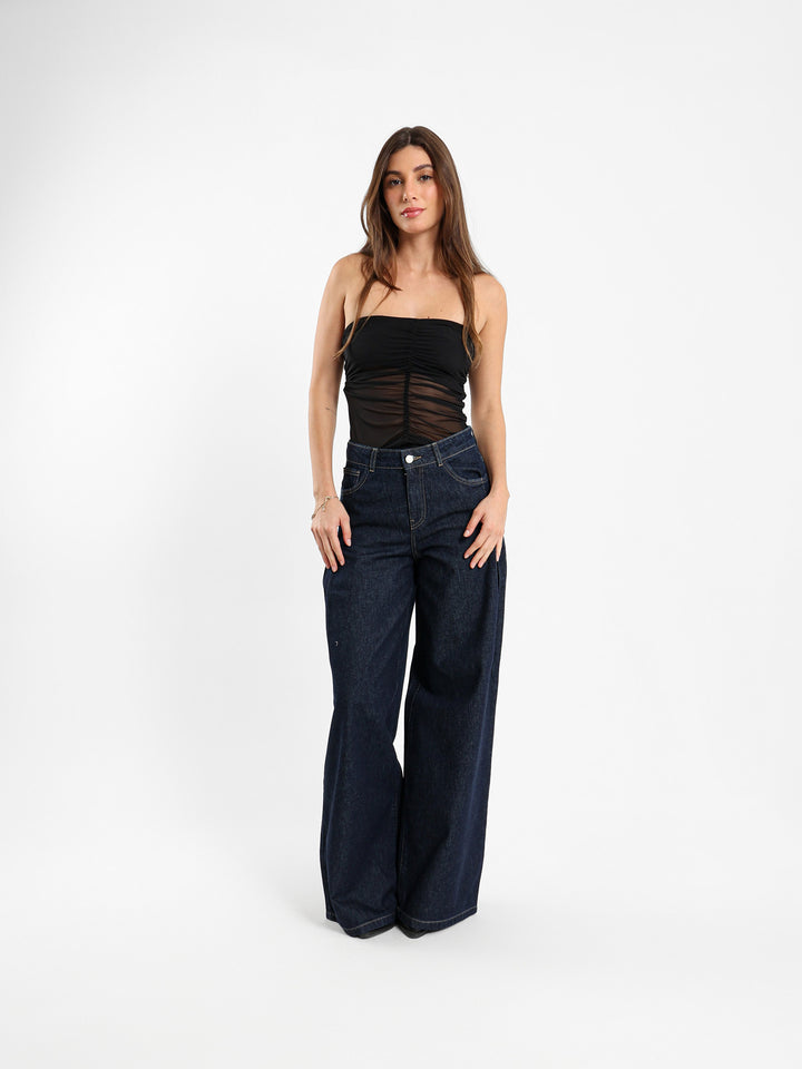 Bandeau Mesh Top With Front Ruching