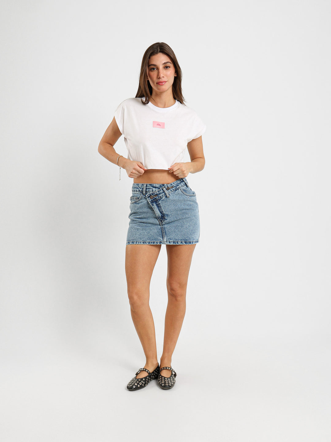Heart Shape Stone Cropped T-Shirt