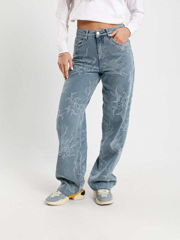 Floral Balloon Fit Jeans