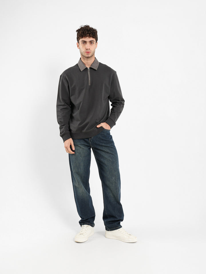 Gabardine Collar Long Sleeve Polo