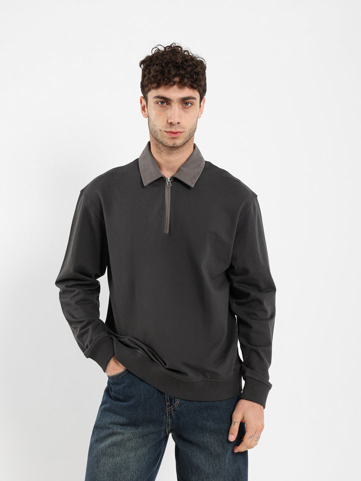 Gabardine Collar Long Sleeve Polo