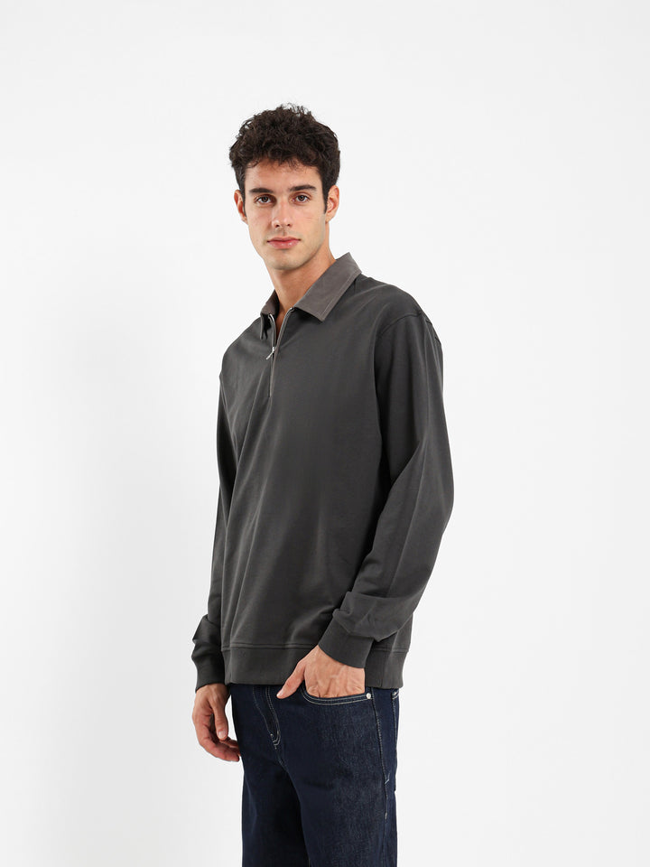 Gabardine Collar Long Sleeve Polo