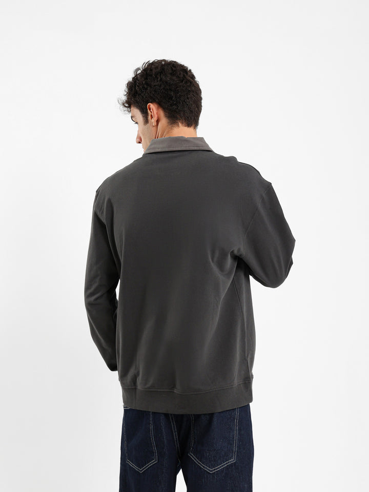 Gabardine Collar Long Sleeve Polo