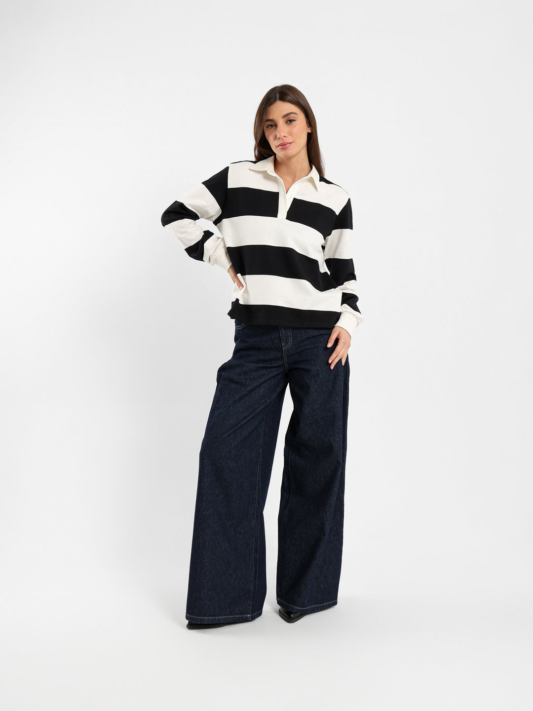 Striped Polo Sweatshirt