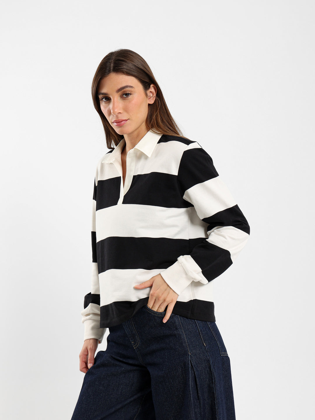 Striped Polo Sweatshirt