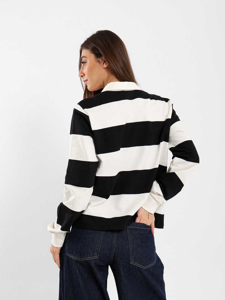 Striped Polo Sweatshirt