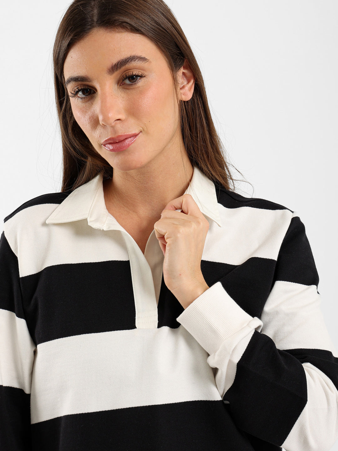 Striped Polo Sweatshirt