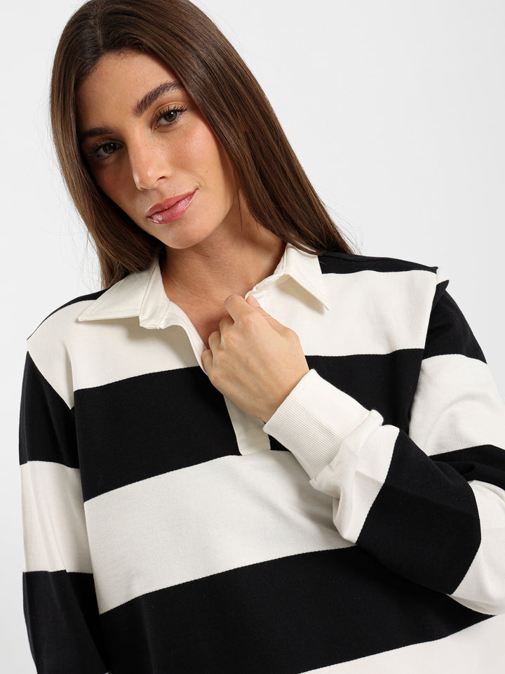 Striped Polo Sweatshirt