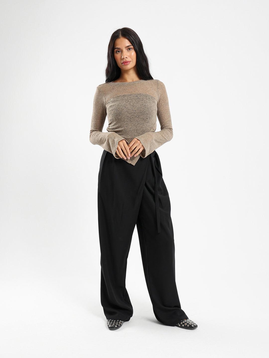 Asymmetrical Hem Long Sleeve Top