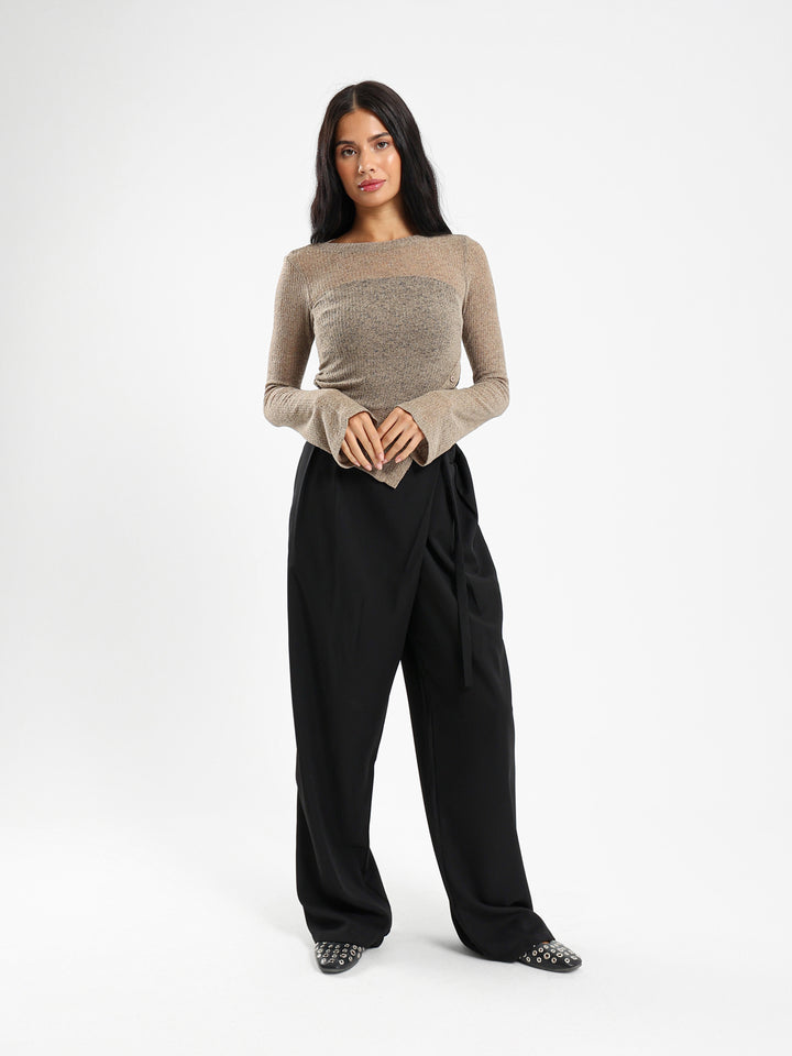 Asymmetrical Hem Long Sleeve Top