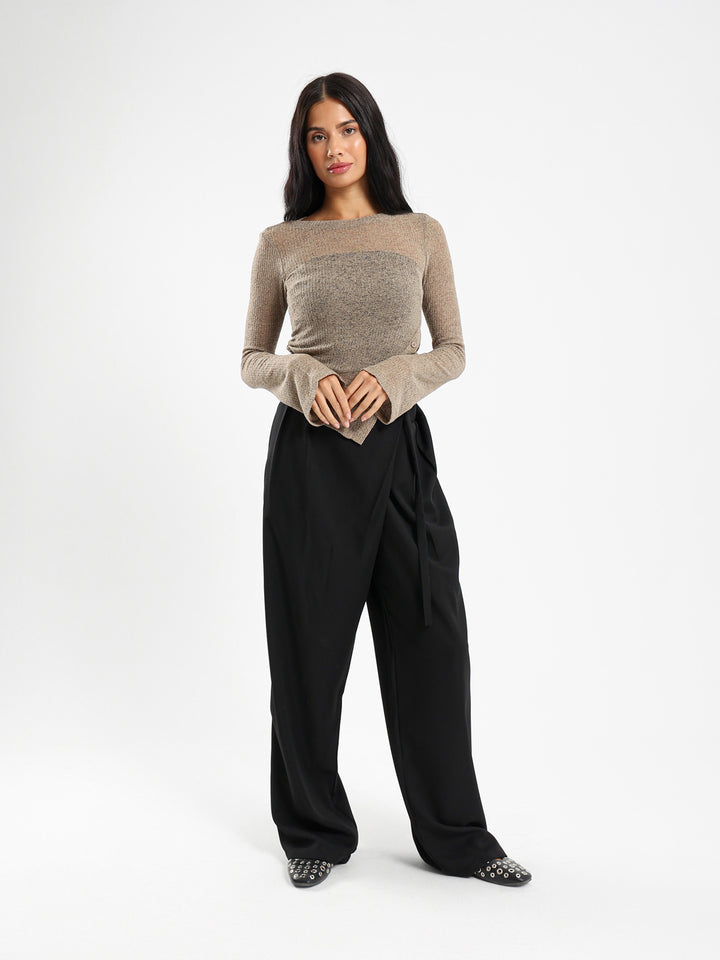 Wrap Front Low Waist Pants