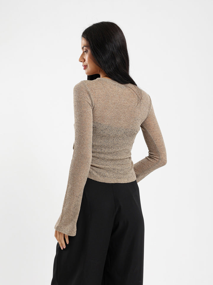 Asymmetrical Hem Long Sleeve Top