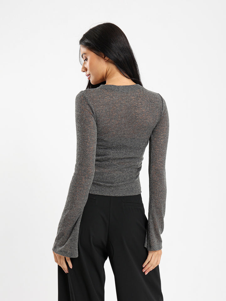 Asymmetrical Hem Long Sleeve Top