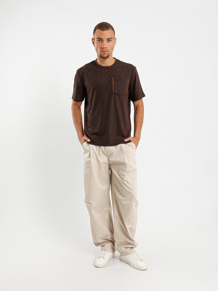 Contrast Stitching Relaxed Tricot T-Shirt