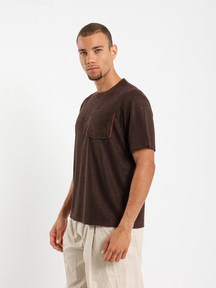 Contrast Stitching Relaxed Tricot T-Shirt