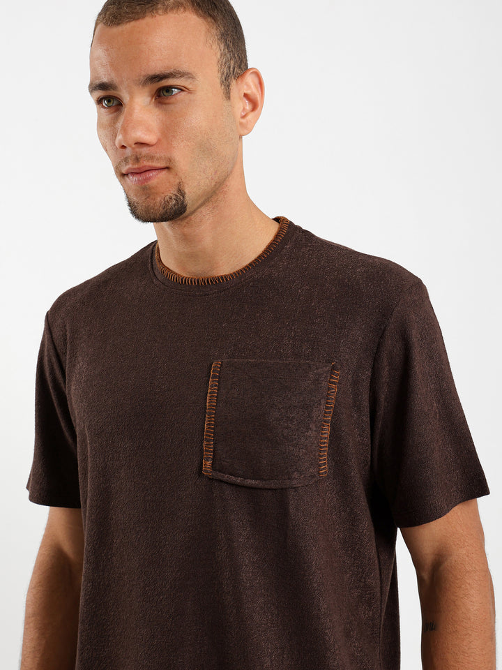 Contrast Stitching Relaxed Tricot T-Shirt