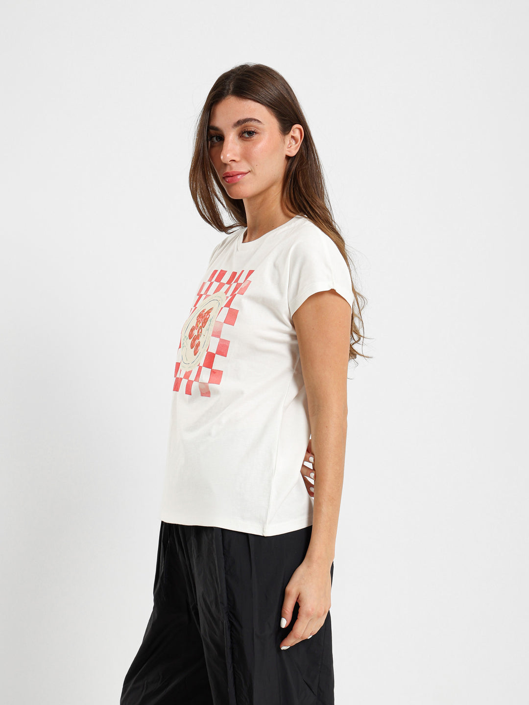 Cherry Print Cape Sleeve T-Shirt
