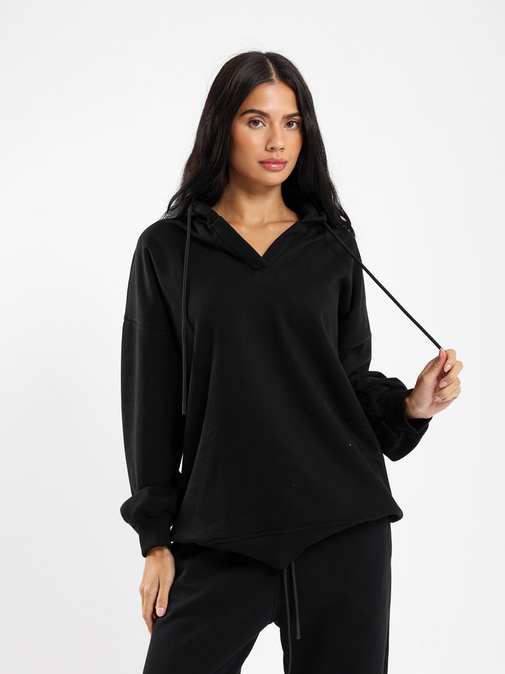 Oversized V Neck Hoodie