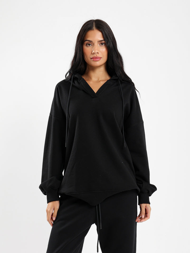 Oversized V Neck Hoodie