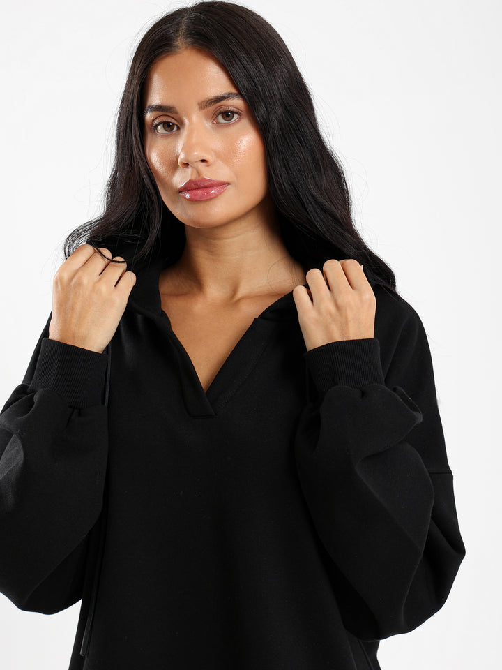 Oversized V Neck Hoodie