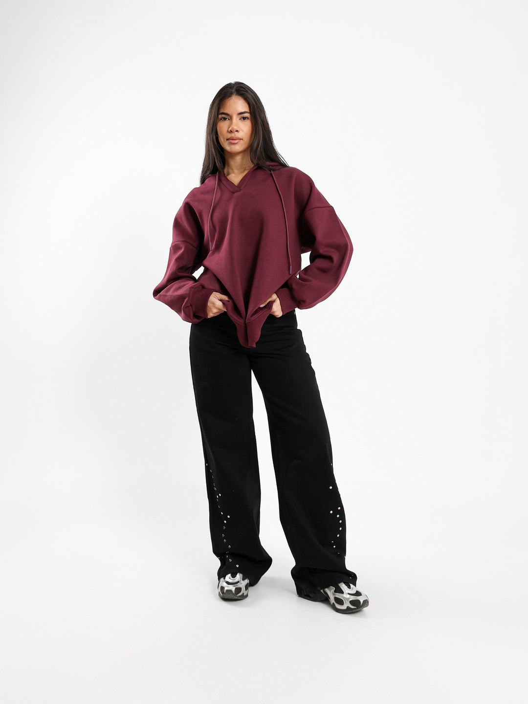 Oversized V Neck Hoodie