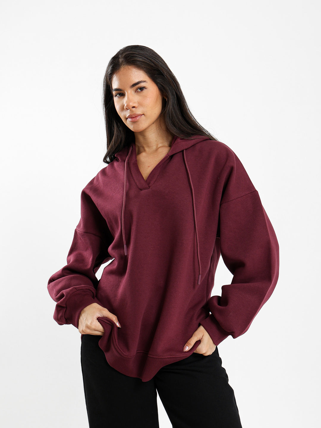 Oversized V Neck Hoodie